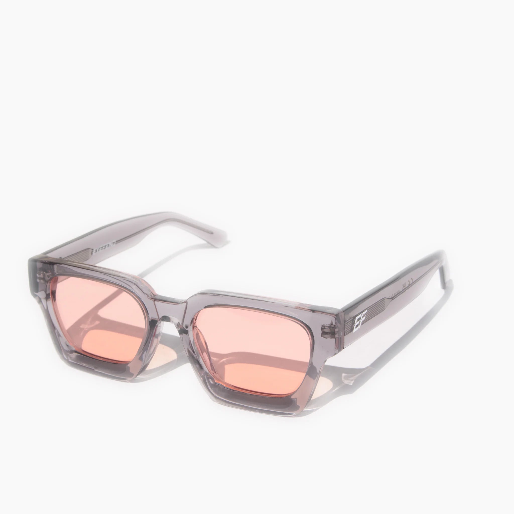 AURA luxury gray square-frame sunglasses with thick glossy acetate construction