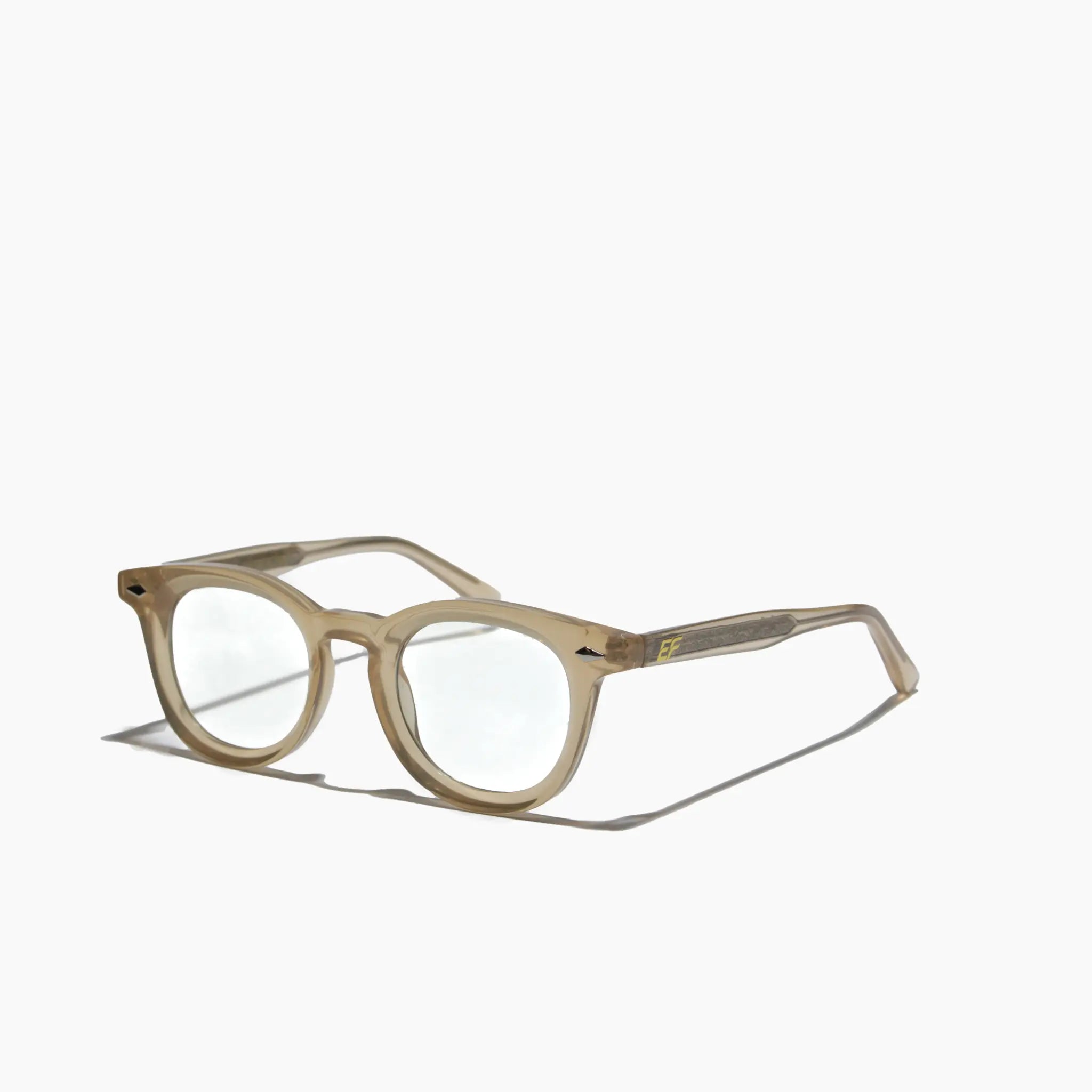 EyeFend premium photochromic blue light glasses in pink, featuring a minimalist structural frame and  reinforced barrel hinges